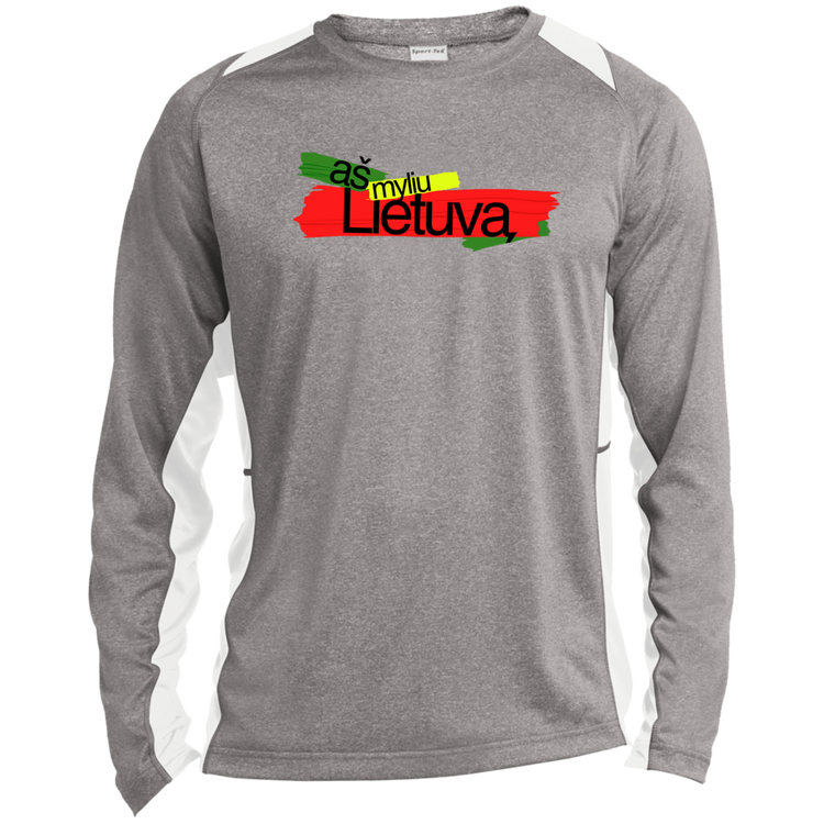 As Myliu Lietuva - Mens Long Sleeve Colorblock Activewear Performance T - Lithuania Strong