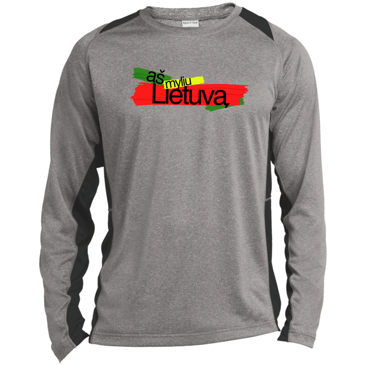 As Myliu Lietuva - Mens Long Sleeve Colorblock Activewear Performance T - Lithuania Strong