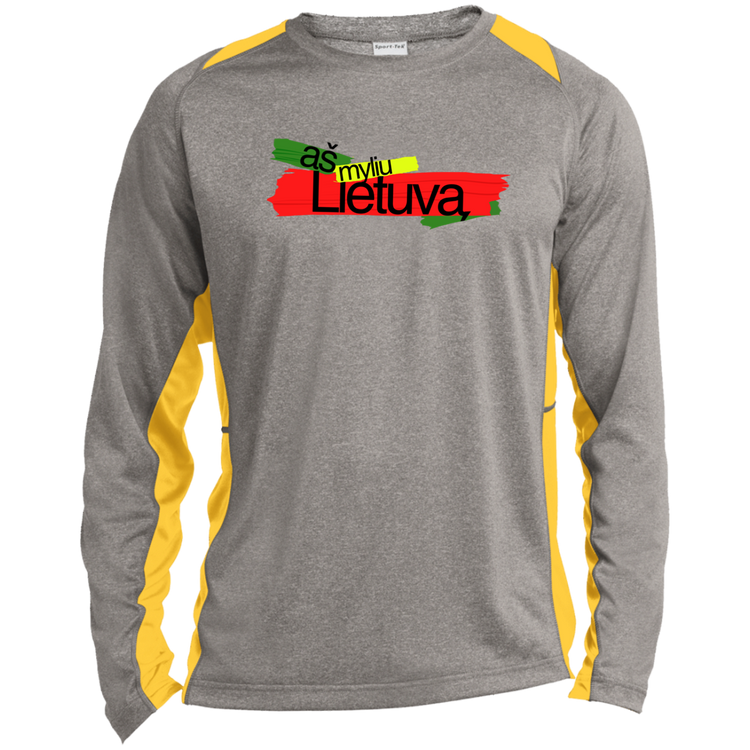 As Myliu Lietuva - Mens Long Sleeve Colorblock Activewear Performance T - Lithuania Strong