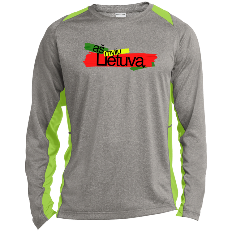 As Myliu Lietuva - Mens Long Sleeve Colorblock Activewear Performance T - Lithuania Strong
