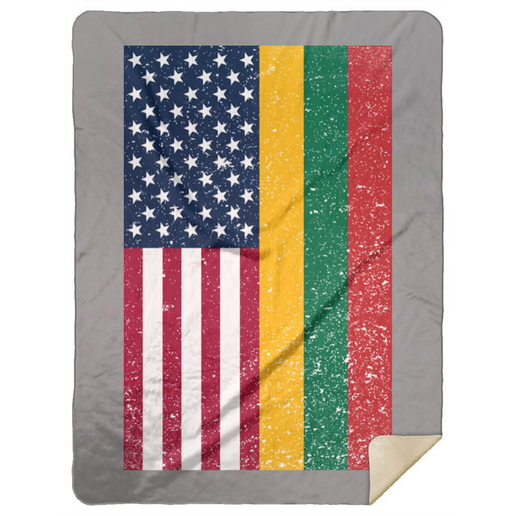 USA Lithuania Flag - Premium Mink Sherpa Blanket 60x80