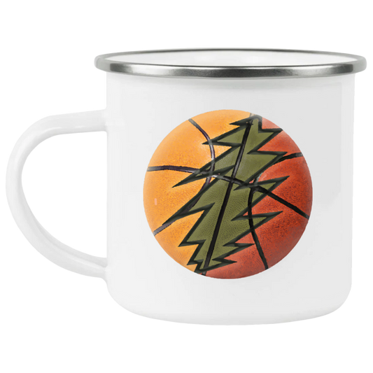 Basketball Bolt - 12 oz. Enamel Camping Mug - Lithuania Strong