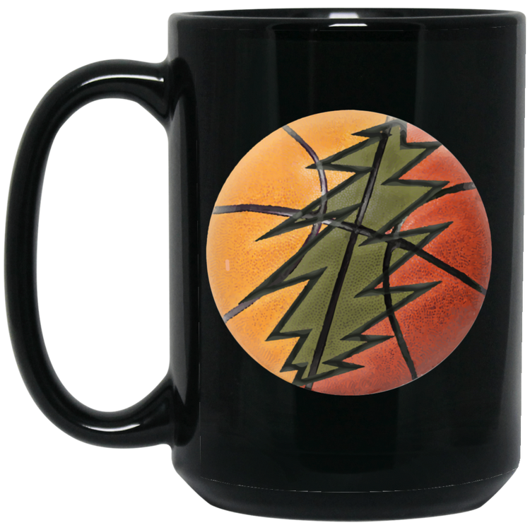 Basketball Bolt - 15 oz. Black Ceramic Mug - Lithuania Strong