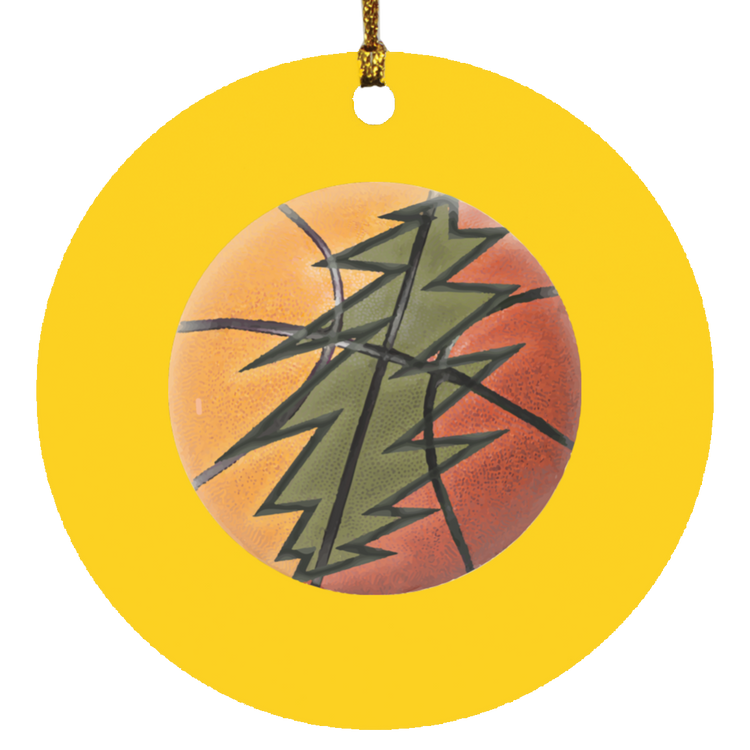 Basketball Bolt - MDF Circle Ornament - Lithuania Strong