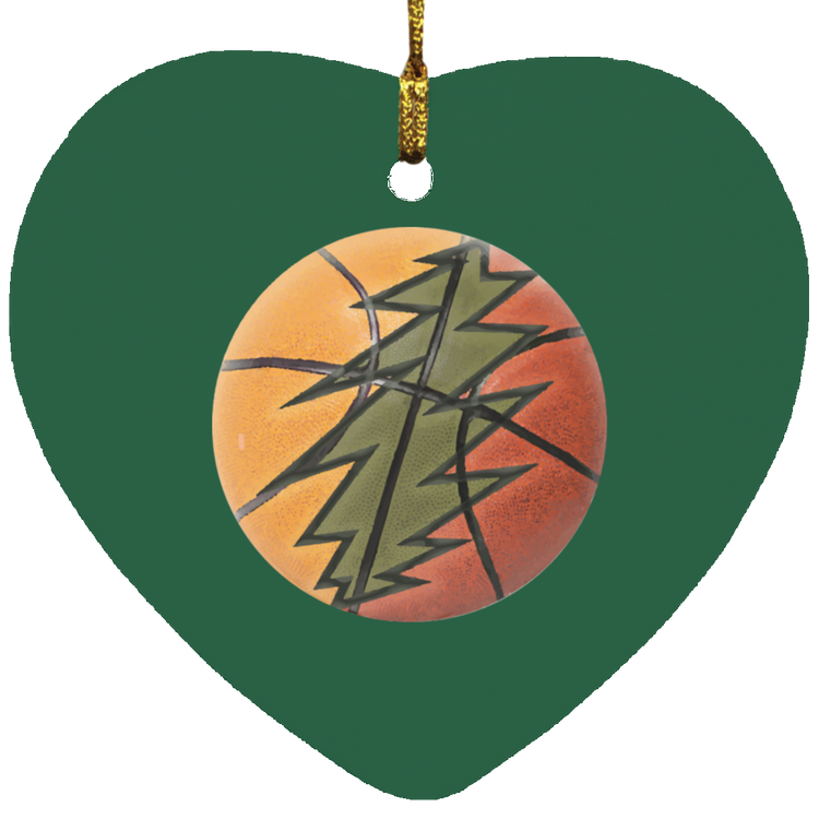 Basketball Bolt - MDF Heart Ornament - Lithuania Strong