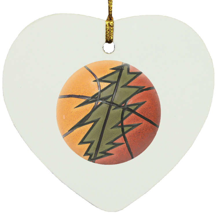 Basketball Bolt - MDF Heart Ornament - Lithuania Strong