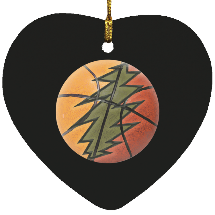 Basketball Bolt - MDF Heart Ornament - Lithuania Strong