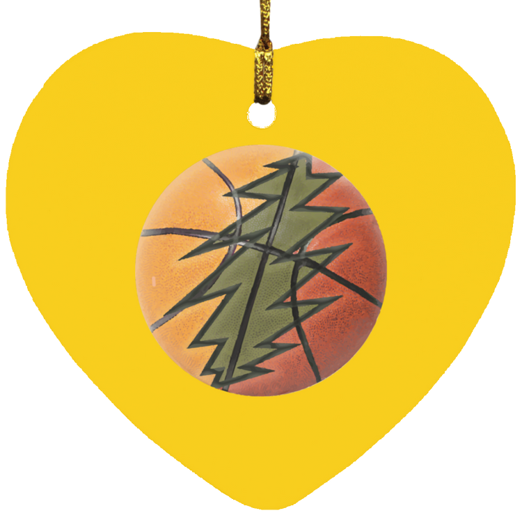 Basketball Bolt - MDF Heart Ornament - Lithuania Strong