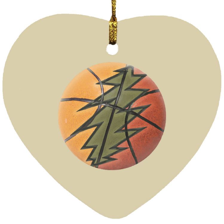 Basketball Bolt - MDF Heart Ornament - Lithuania Strong