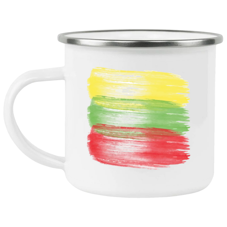 Brush Strokes - 12 oz. Enamel Camping Mug - Lithuania Strong