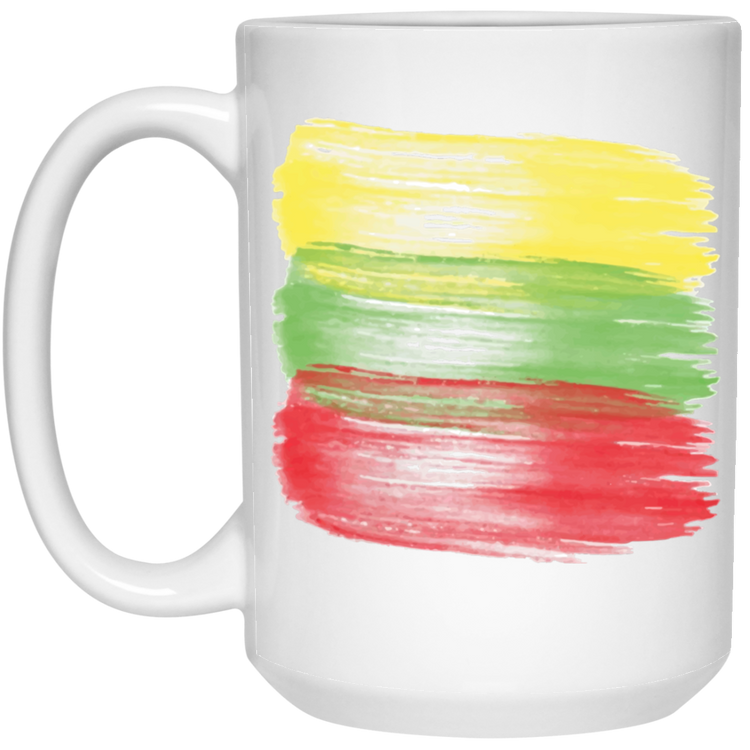 Brush Strokes - 15 oz. White Ceramic Mug - Lithuania Strong