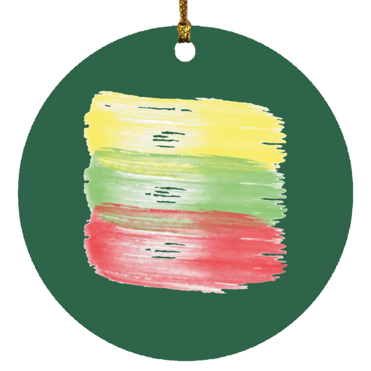 Brush Strokes - MDF Circle Ornament - Lithuania Strong