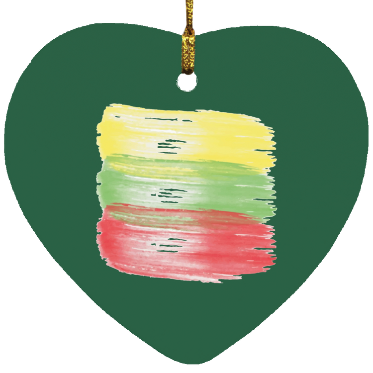 Brush Strokes - MDF Heart Ornament - Lithuania Strong