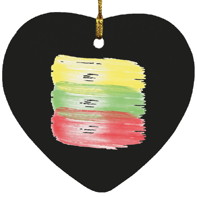 Brush Strokes - MDF Heart Ornament - Lithuania Strong