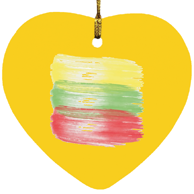 Brush Strokes - MDF Heart Ornament - Lithuania Strong