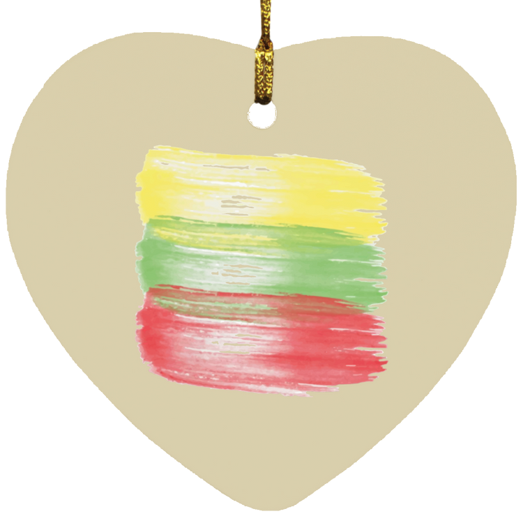 Brush Strokes - MDF Heart Ornament - Lithuania Strong