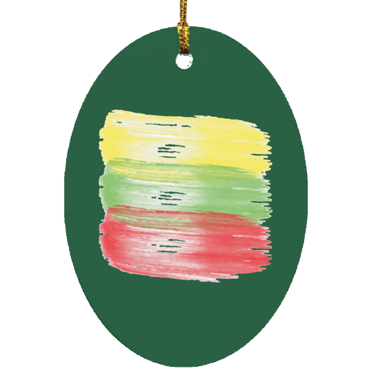 Brush Strokes - MDF Oval Ornament - Lithuania Strong