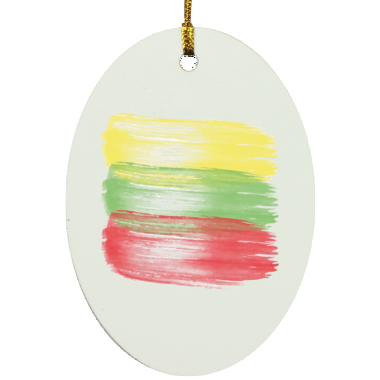 Brush Strokes - MDF Oval Ornament - Lithuania Strong