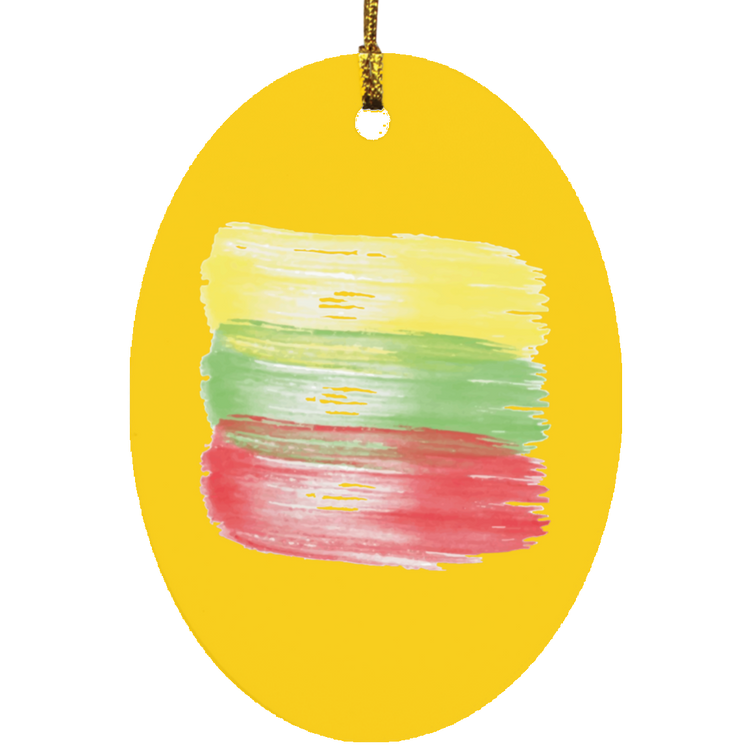 Brush Strokes - MDF Oval Ornament - Lithuania Strong