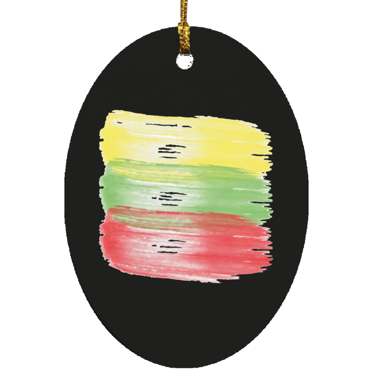 Brush Strokes - MDF Oval Ornament - Lithuania Strong