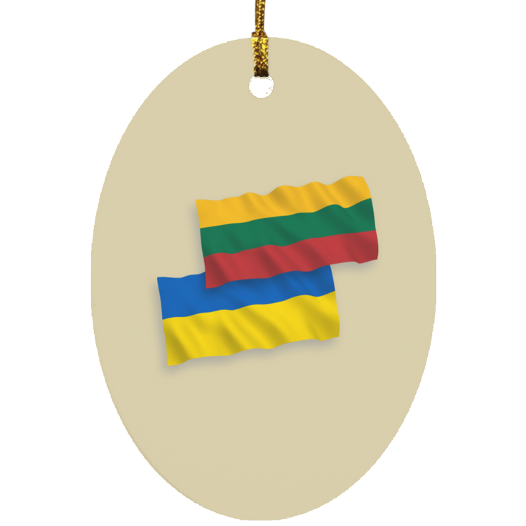 Lithuania Ukraine Flag - MDF Oval Ornament