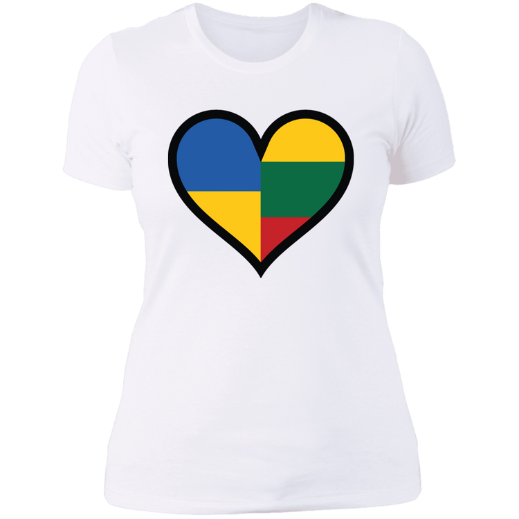 Lithuania Ukraine Heart - Women's Next Level Boyfriend Tee