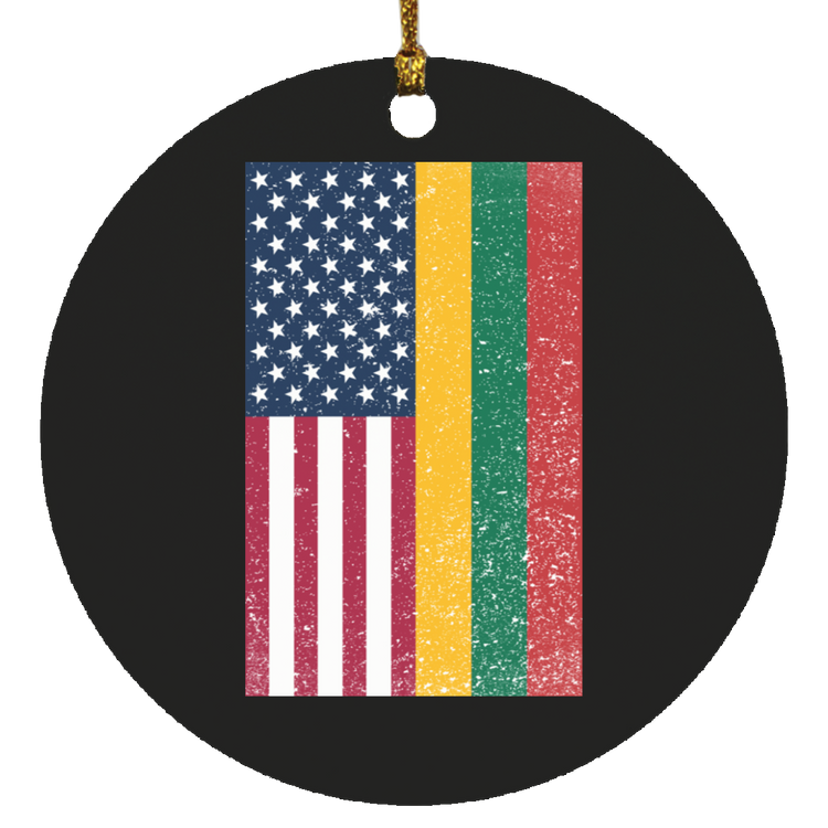 USA Lithuania Flag - MDF Circle Ornament