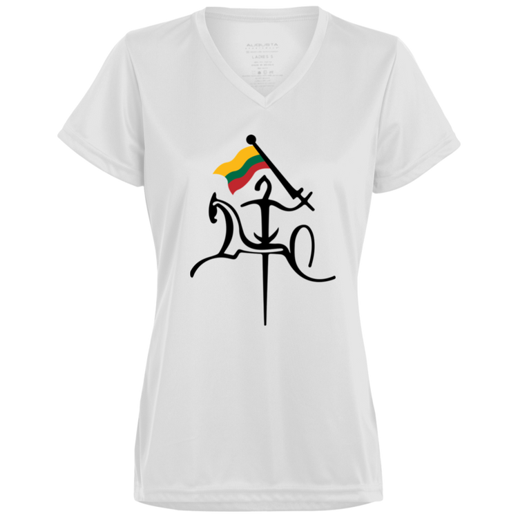 Vytis With Lithuanian Flag - Women's Augusta Activewear V-Neck Tee