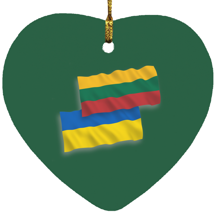 Lithuania Ukraine Flag - MDF Heart Ornament