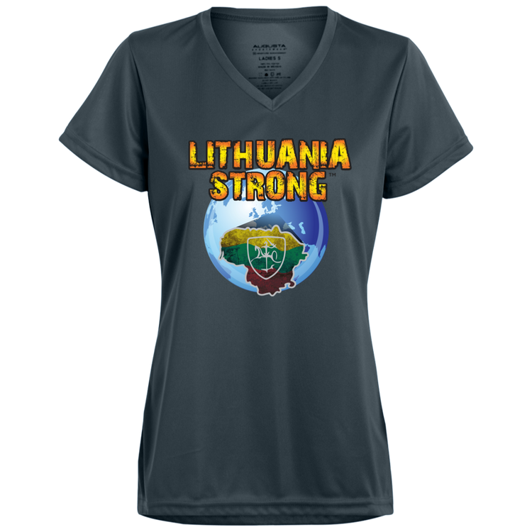 Lithuania Strong - Women's Augusta Activewear V-Neck Tee