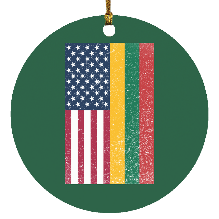USA Lithuania Flag - MDF Circle Ornament