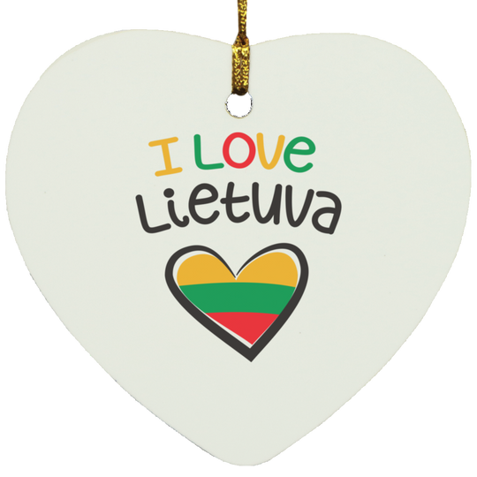 I Love Lietuva - MDF Heart Ornament