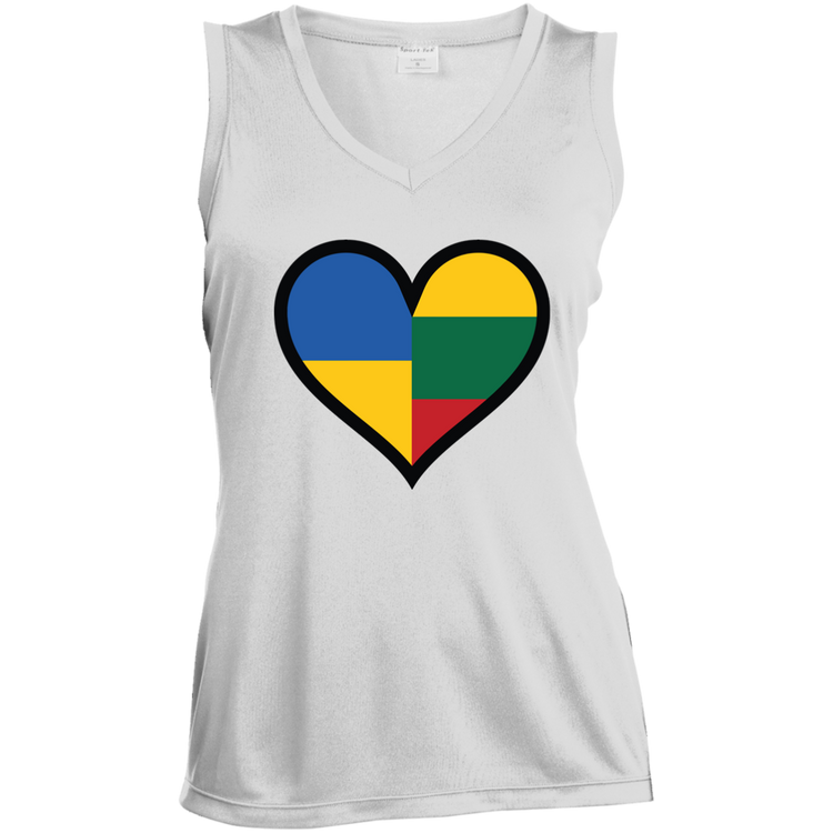 Lithuania Ukraine Heart - Women's Sleeveless V-Neck Activewear Tee