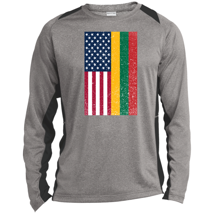 USA Lithuania Flag - Men's Long Sleeve Colorblock Activewear Performance T