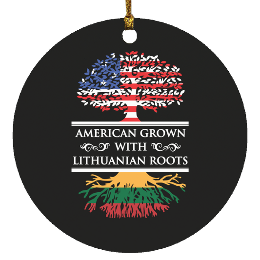 American Grown Lithuanian Roots - MDF Circle Ornament