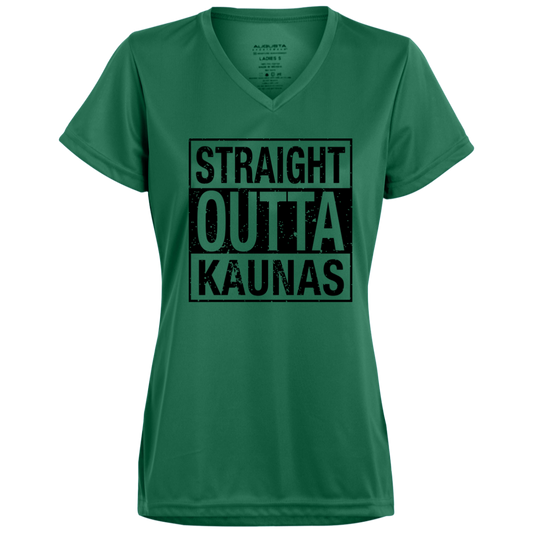 Straight Outta Kaunas - Women's Augusta Activewear V-Neck Tee