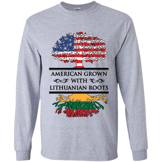 American Grown Lithuanian Roots - Boys Youth Basic Long Sleeve T-Shirt