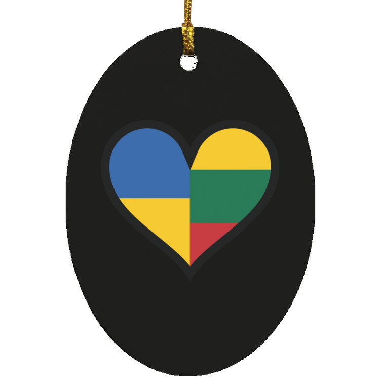 Lithuania Ukraine Heart - MDF Oval Ornament
