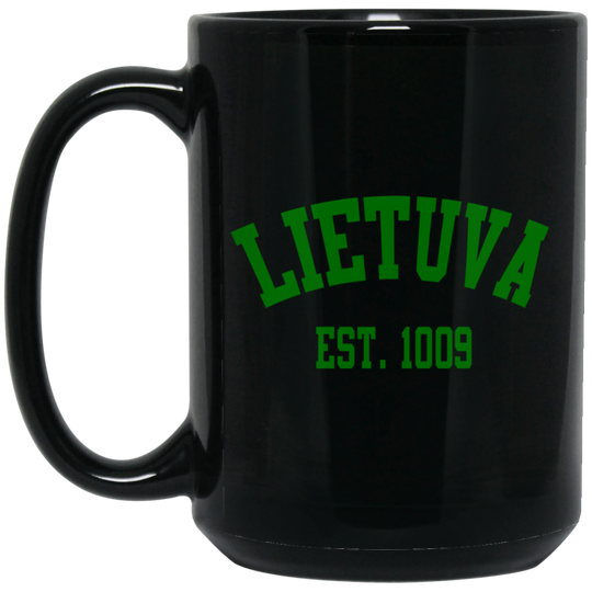 Lietuva Est. 1009 - 15 oz. Black Ceramic Mug