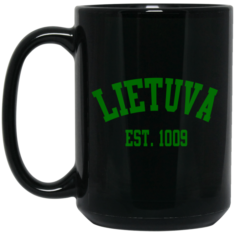Lietuva Est. 1009 - 15 oz. Black Ceramic Mug