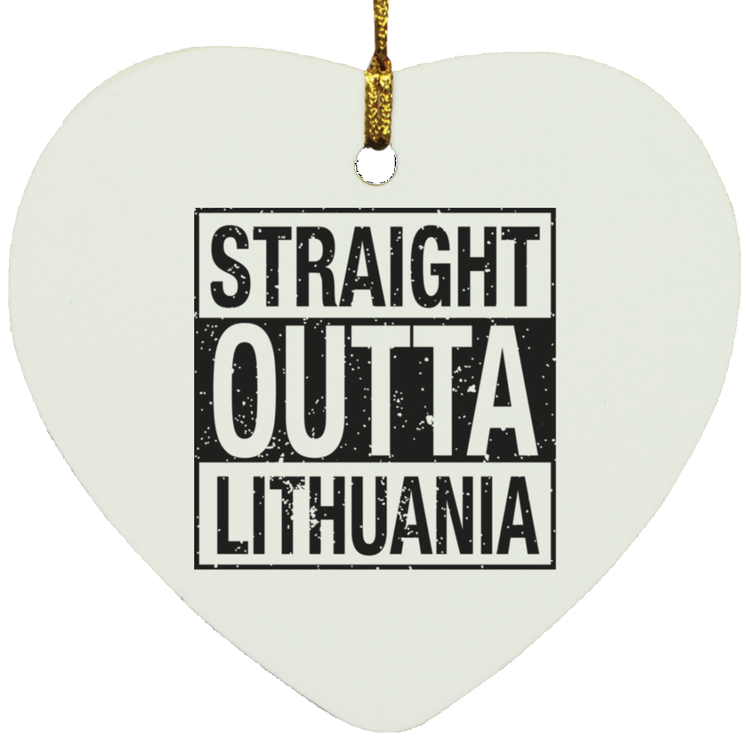 Straight Outta Lithuania - MDF Heart Ornament