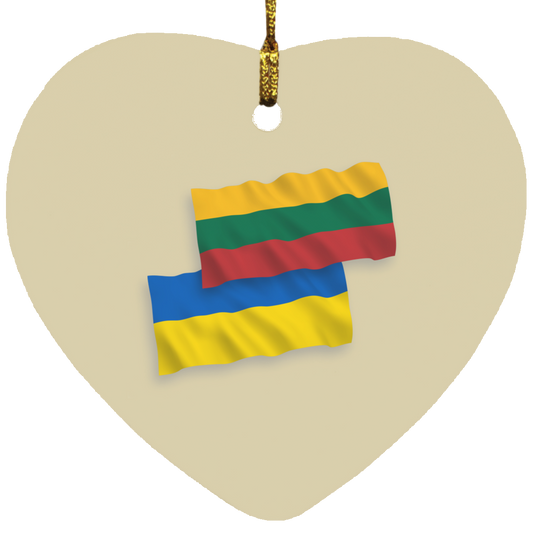 Lithuania Ukraine Flag - MDF Heart Ornament