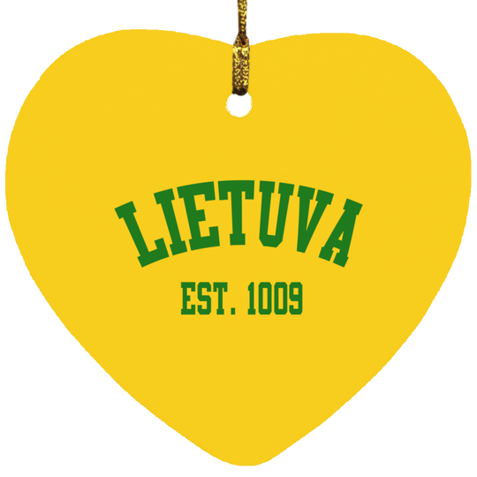 Lietuva Est. 1009 - MDF Heart Ornament