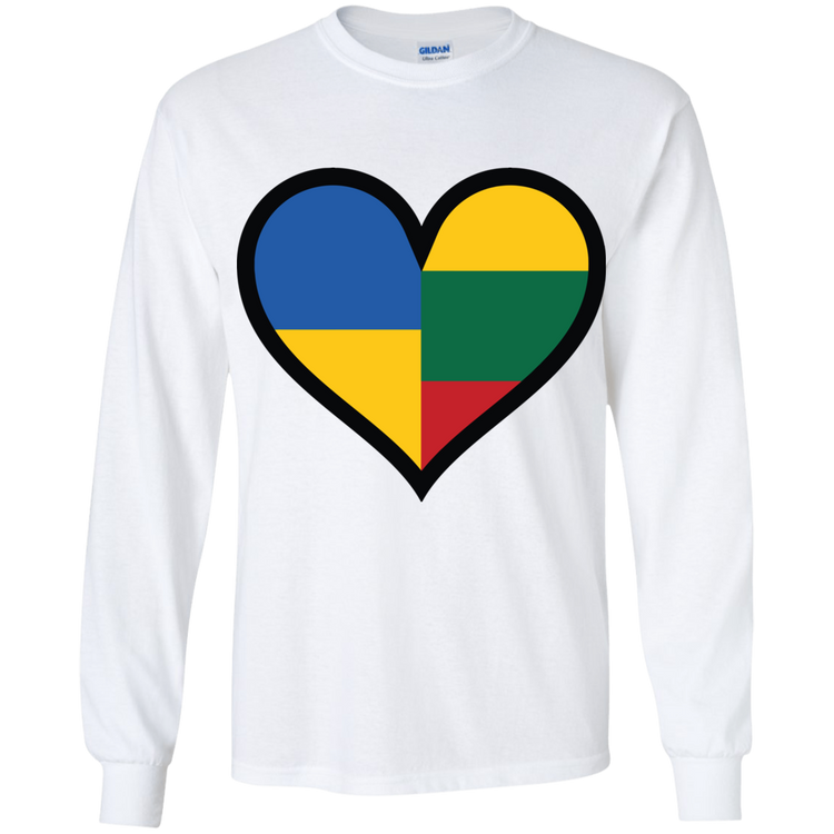 Lithuania Ukraine Heart - Boys Youth Basic Long Sleeve T-Shirt