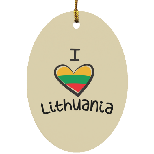 I Love Lithuania - MDF Oval Ornament