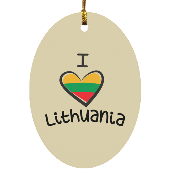 I Love Lithuania - MDF Oval Ornament