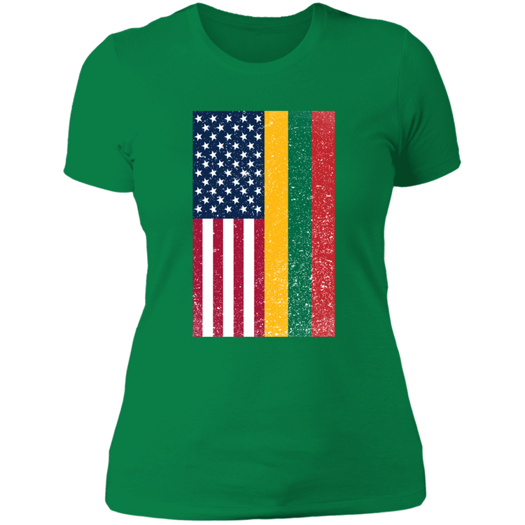 USA Lithuania Flag - Women's Next Level Boyfriend Tee