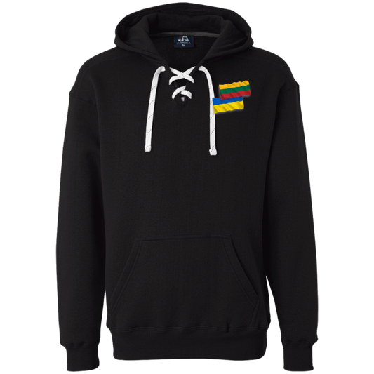 Lithuania Ukraine Flag - Men's Heavyweight Pullover Lace Hoodie