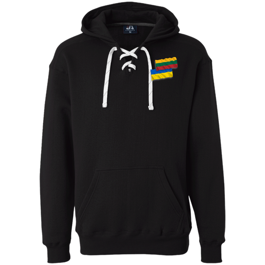Lithuania Ukraine Flag - Men's Heavyweight Pullover Lace Hoodie