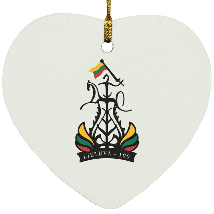 Lietuva 100 Restored - MDF Heart Ornament